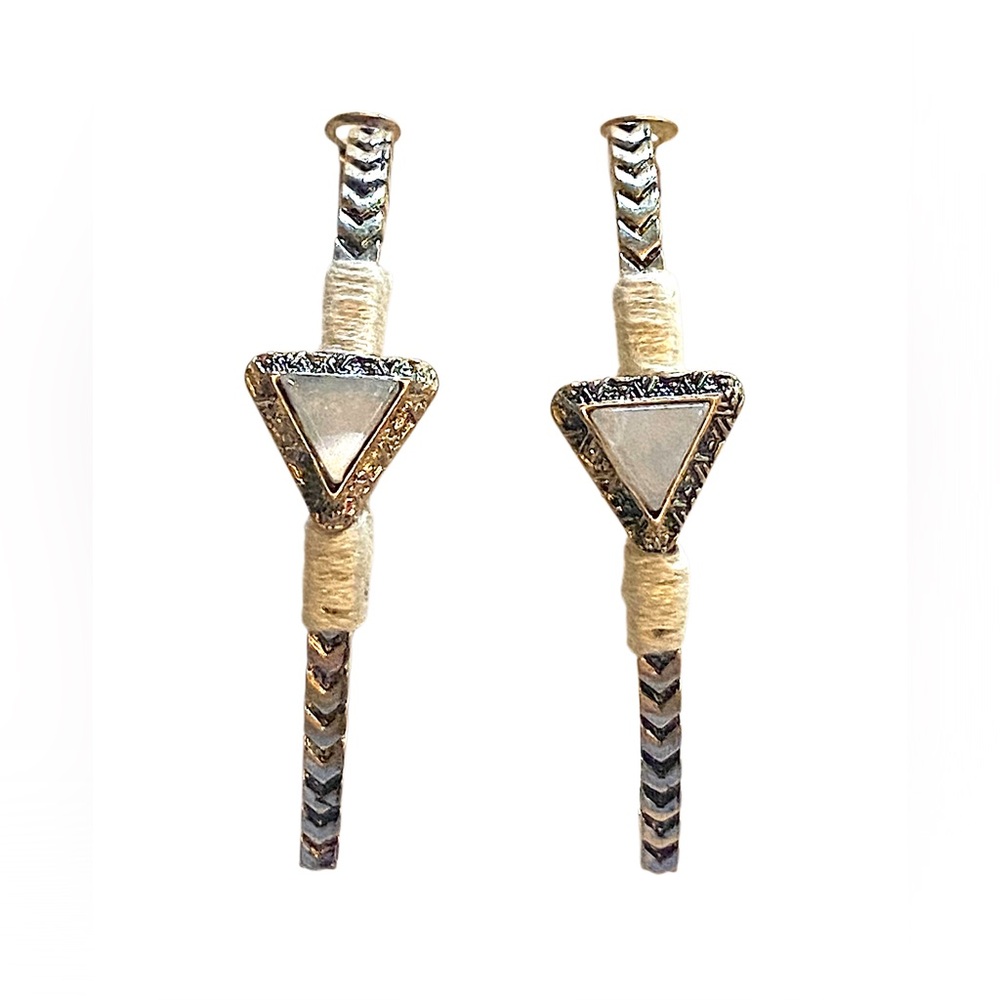 Boho Triangle Hoop Dangle Earrings gold white